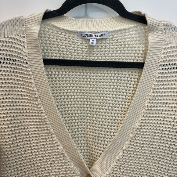 Elizabeth and James Women’s Open Weave 3 Button Cardigan Cream Size Medium - Picture 2 of 11